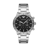 Emporio Armani Silver Steel Chronograph Watch - Men's