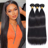 QXRM Straight Bundles Human Hair Natural Black Color - 12A Brazilian Virgin Human Hair Bundles Double Weft Weave 100G Silky Straight 3 Bundles Unprocessed Weave Bundles Human Hair