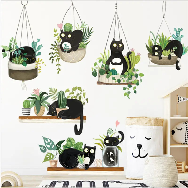 Adorable Cat Plant Stickers for a Fun Home Decor