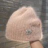 Women's Thick Rabbit Hair Knitted Hat with Rhinestones