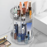 WNYT Makeup Organizer360° Rotating Makeup Organizer 2-Tier Round Rotating Skincare Organizer CountertopFits Bedroom Bathroom Vanity Shelf Countertop(Clear)