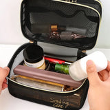 Double Layer Clear Mesh Makeup Purse and Organizer Bag