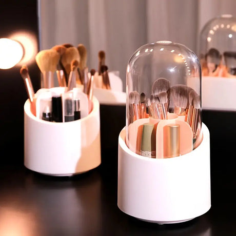 Rotating Makeup Brush Holder - Portable Storage Box