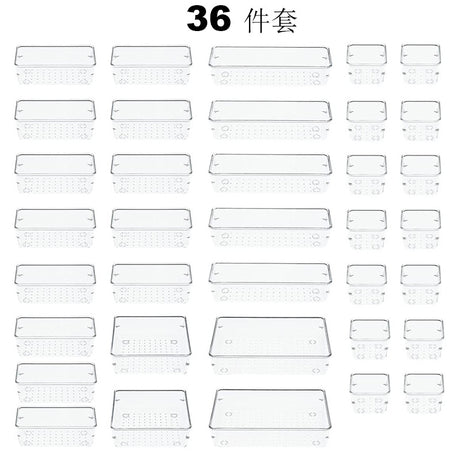 Home Plastic Transparent Drawer Storage Box Set (5 Sizes)