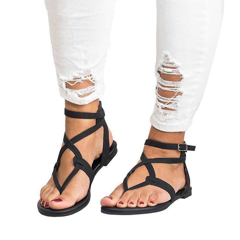 Plus Size Women's Flat Sandals with Strap Design
