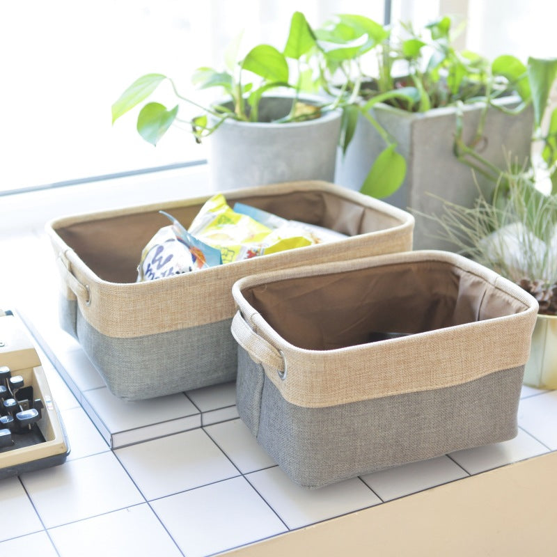 Cotton Linen Desktop Storage Basket for Organizing