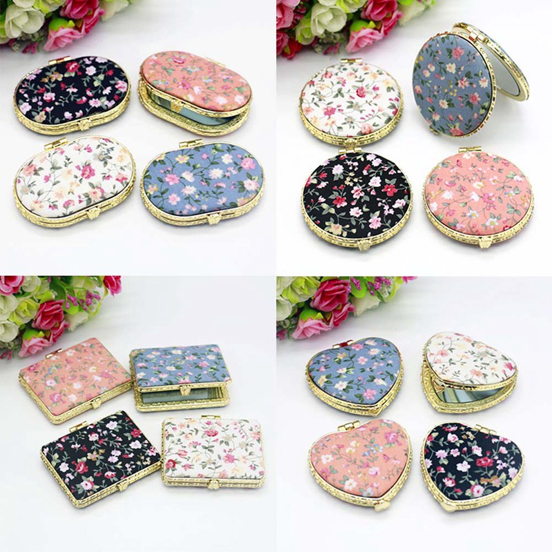 Retro Cloth Double-Fold Mini Makeup Mirror