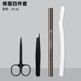 Stainless Steel Eyebrow Tweezers and Dual-Head Brush Set