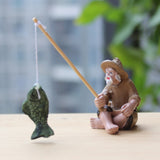 Resin Fishing Old Man Statue for Garden Decor