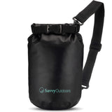 Savvy Outdoors Waterproof Dry Bag - Dry Bags for Food & Gear Stuff Sacks for Backpacking and Camping Equipment Waterproof Bag for Beach Boating Kayaking (5L Black)