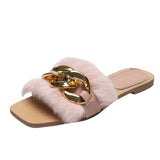 Women Slippers Causal Ladies Square Toe Flat Outdoor - Atlantic Shopping Mall