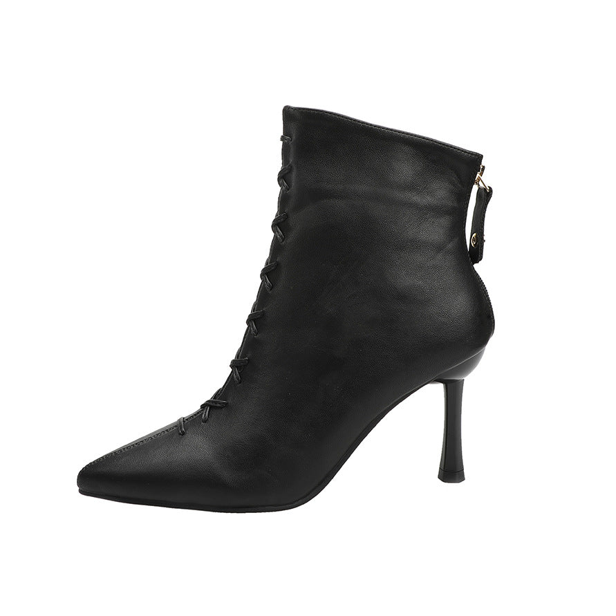 Fashionable Simple Stiletto Heel Pointed Short Boots