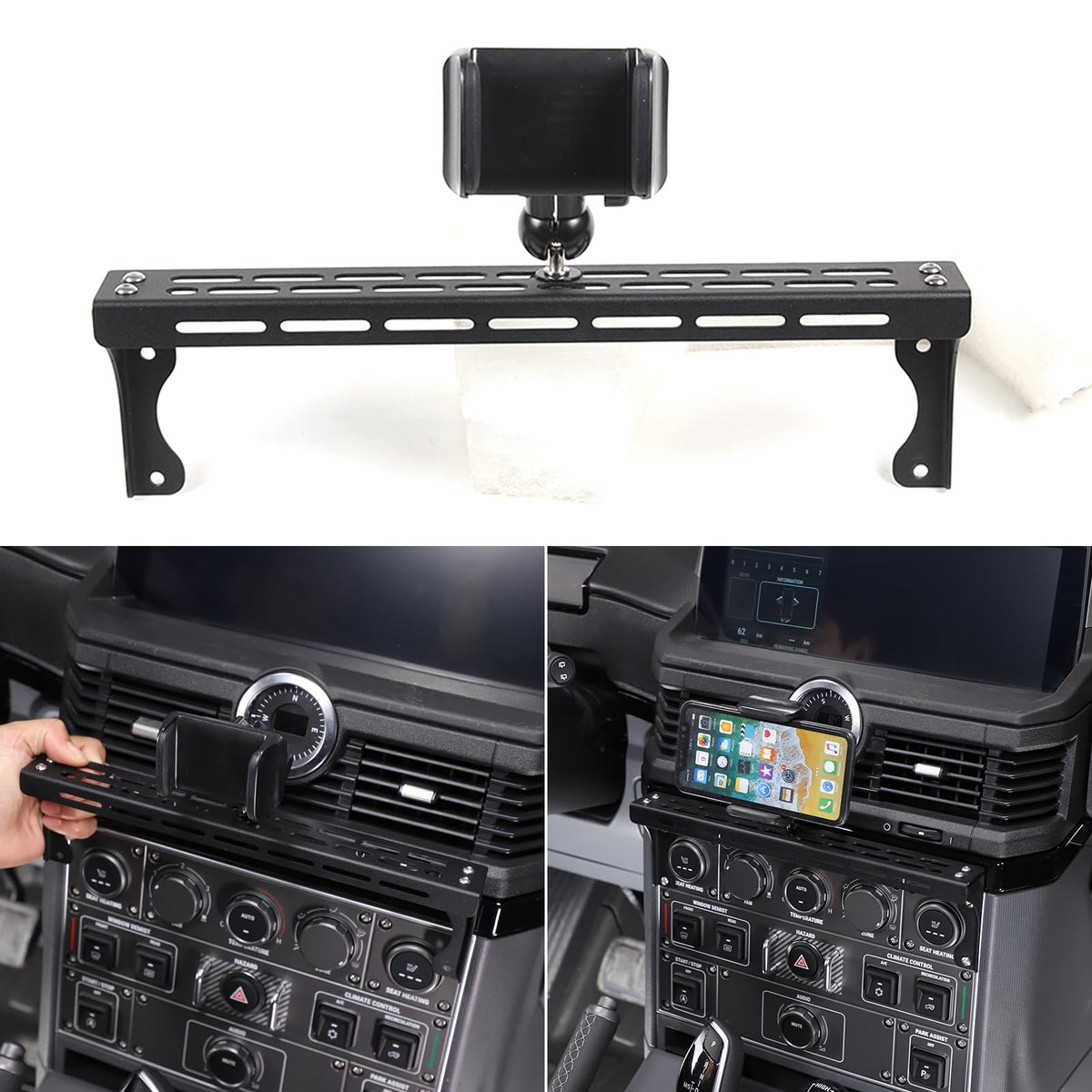 Tumukiw Compatible with INEOS Grenadier 2020-2024 Car Phone Mount and Walkie Talkie Mount Stand Set Centre Console Multifunctional Track Mobile Phone Holder Expansion Platform (Style A)