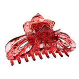 Women Elegant Flower Pattern Chic Styling Large Hair Claw Clamps Jaw Clip - Exquisite Fashion Shower Fancy Grab Clip Hairpin Hairgrip Hair Accessories for Thick Hair (Red)