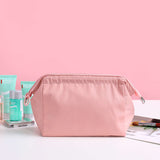 Solid Color Women's Zipper Cosmetic Bag Organizer