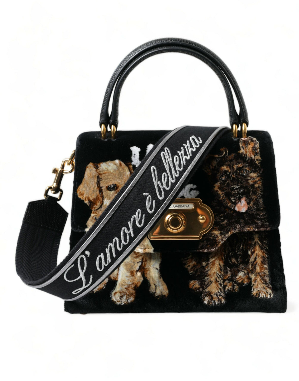 Dolce & Gabbana Black WELCOME I Love My Dog Top Handle Women Bag - Women's