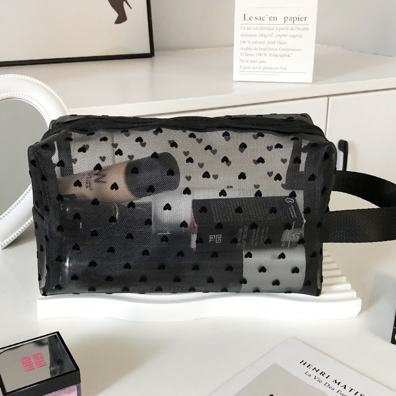 New Ins Heart Velvet Makeup Bag for Girls (Large Capacity)