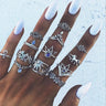 Bohemian Vintage Ring Set with Metal and Crystals