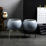 Nordic Iron Succulent Planter Set with Ceramic Pots