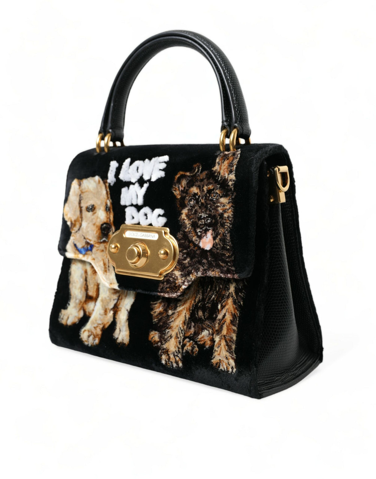 Dolce & Gabbana Black WELCOME I Love My Dog Top Handle Women Bag - Women's