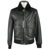 Emilio Romanelli Aviator Black Leather Jacket - Men's