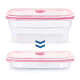 DERUI Collapsible Food Storage Containers Premium Silicone BPA FreeMicrowave and Oven Safe Container with lids For Travel Camping or Baking 1200ml/40.6OZ(Pink1Pack)
