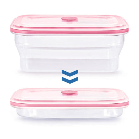 DERUI Collapsible Food Storage Containers Premium Silicone BPA FreeMicrowave and Oven Safe Container with lids For Travel Camping or Baking 1200ml/40.6OZ(Pink1Pack)