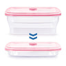 DERUI Collapsible Food Storage Containers Premium Silicone BPA FreeMicrowave and Oven Safe Container with lids For Travel Camping or Baking 1200ml/40.6OZ(Pink1Pack)