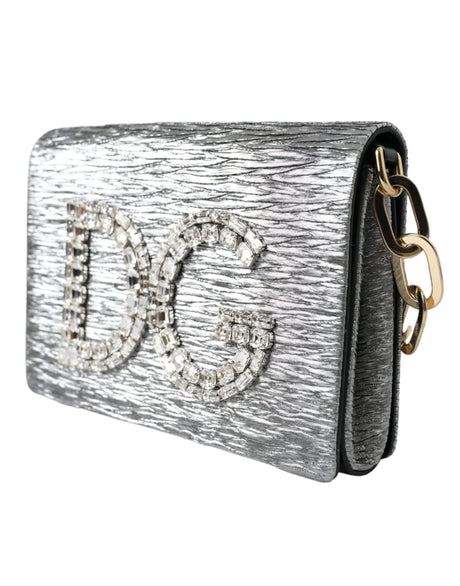 Dolce & Gabbana Silver DG Girls Swarovski Clutch Shoulder Chain Strap Bag - Women's