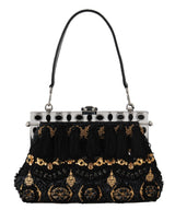 Dolce & Gabbana VANDA Black Crystal Tassel Gold Charms Party Bag