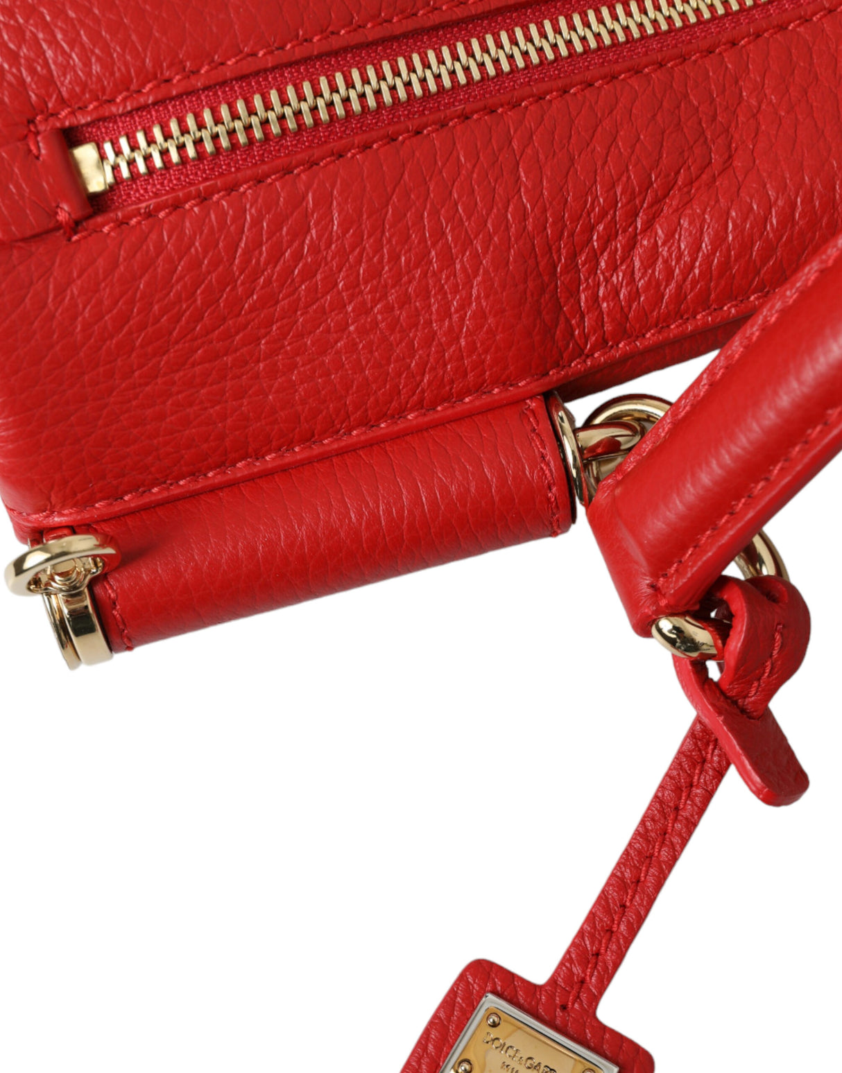 Dolce & Gabbana Red Leather Large Miss Sicily Top Handle Women Bag - Women's