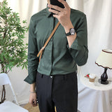Men's Long Sleeve Casual Shirt - Slim Fit Solid Color