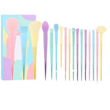 Rainbow Color Makeup Brush Set - 17 Pieces Macaron Style
