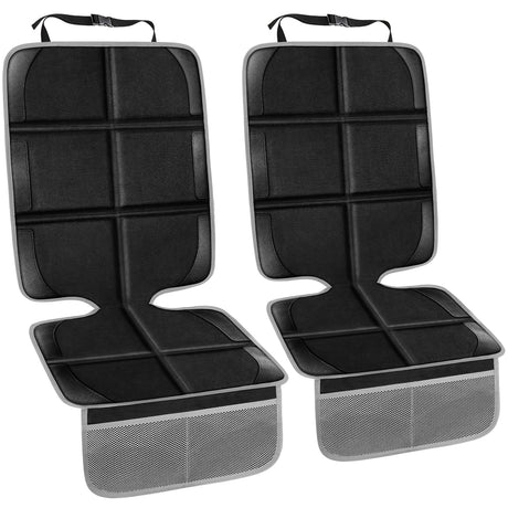 Lyork Car Seat Protectors for Child Car Seat Thick Waterproof Carseat Protector Car Seat Cover with Organizer Pockets Non-Slip Seat Protector Under Baby Car Seat for Back Leather Seats (2 Pack)