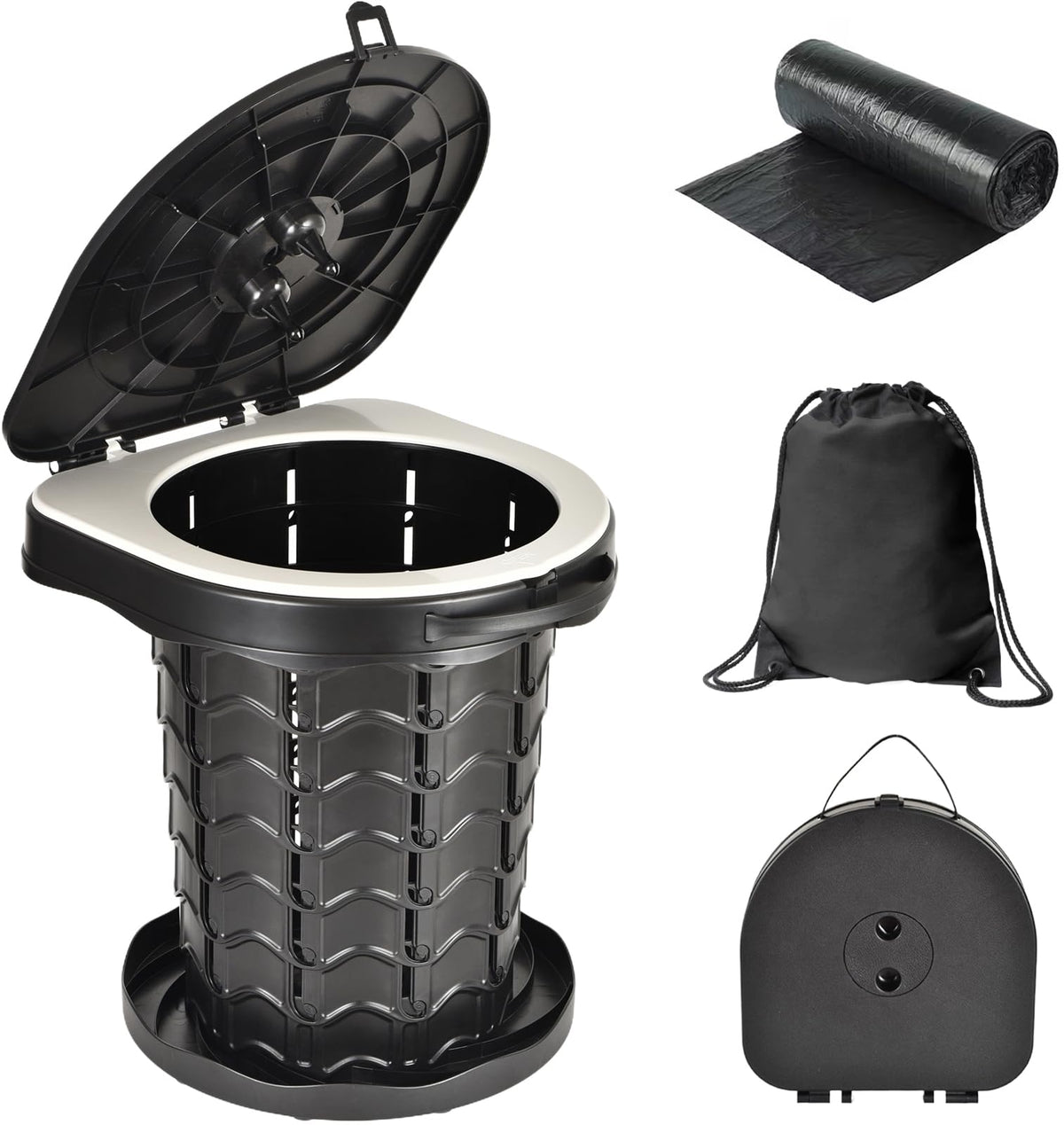 KPR Upgrade Retractable Portable Toilet Camping Toilet Lightweight and Height Adjustable Folding Travel Toilet Portable Potty for Adults Kids Perfect for TravelCampCarEmergency Use