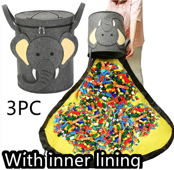 Felt Storage Bag Toy Play Mat 2 In 1 Pull Rope
