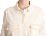 Levi's Elegant White Long Sleeve Collared Polo Top