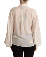 Dsquared² Elegant Off White Silk Long Sleeve Blouse