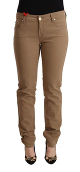 Jacob Cohen Elegant Brown Mid Waist Skinny Pants