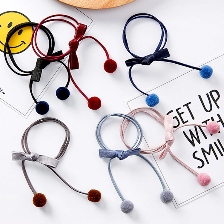 Elastic Hair Ties with Pom Poms and Hair Accessories