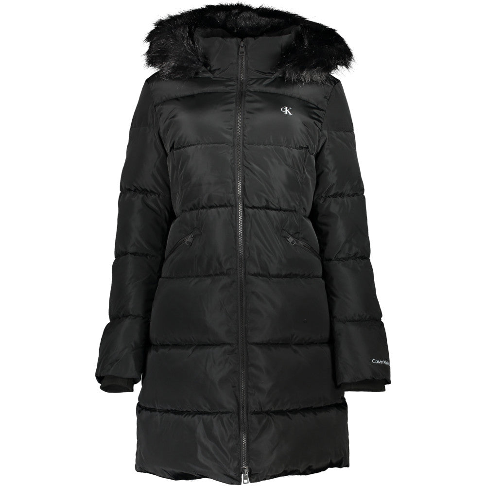 Calvin Klein Black Coat with Fur - Women's