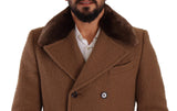 Dolce & Gabbana Brown Wool Long Double Breasted Overcoat Jacket - Men's