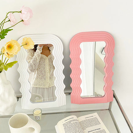 Wave Desktop Makeup Mirror for Entrance Decoration