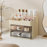 Makeup Organizer for VanityVanity Organizer with 2 DrawersMakeup&skincare Organizers CountertopCosmetic Display CaseVanity Storage Box(Cream)