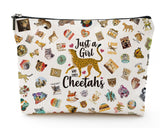 Cheetah Print Travel Makeup Bags Cosmetic Bag for Women Portable Makeup Organizer Cheetah Print Gifts Makeup Pouch Cheetahs Lover Gift Birthday Friendship Christmas Gifts Animal Lover Gift