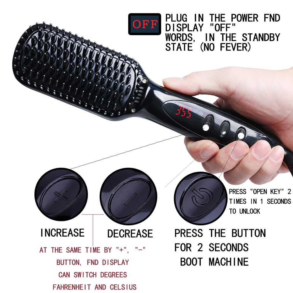 Hair Straightening Brush and Tool Set