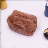 Fluffy Macaron Color Travel Makeup Bag - Large Capacity