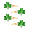 2 Pairs Glitter Green Clover Hair Clips Lucky Shamrock Hairpins Women Girls St. Patricks Day Costume Hair Accessories