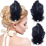 ANCIRS 2 Pack Feather Hair Clips for Women Fly-Wing Shape Hair Barrettes Accessory Hairpins 1920s Flapper Headpiece Hair Piece for Swan Lake Cosplay Show Dancing Party Halloween Costume- Black