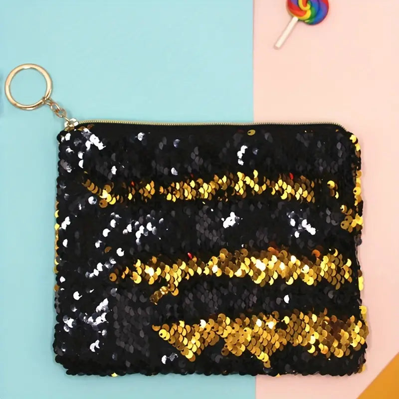 Two-Tone Mermaid Sequin Makeup Organizer Pouch